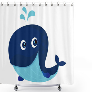 Personality  Big Blue Ocean Cartoon Whale Shower Curtains