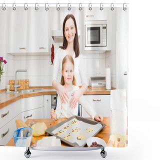 Personality  Mother And Daughter Baking Cookies Shower Curtains