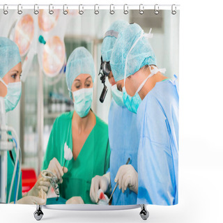 Personality  Hospital - Surgery Team In The Operating Room Or Op Of A Clinic Operating On A Patient In Emergency Situation Shower Curtains