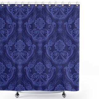 Personality  Luxury Blue Floral Damask Wallpaper Shower Curtains