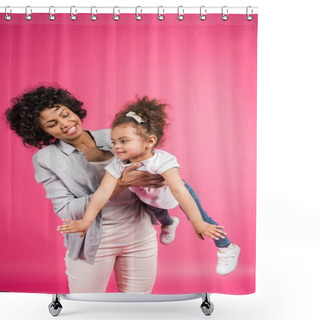 Personality  Mother Playing With Daughter Shower Curtains
