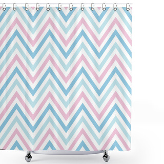 Personality  Chevron Pastel Colorful Spring Pink White Blue Pattern Seamless Vector. Shower Curtains