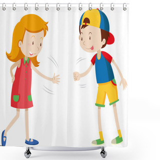 Personality  Children Playing Rock Scissors Paper Shower Curtains