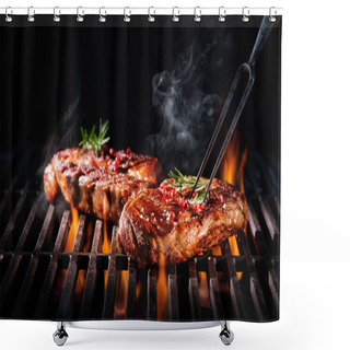 Personality  Beef Steaks On The Grill Shower Curtains