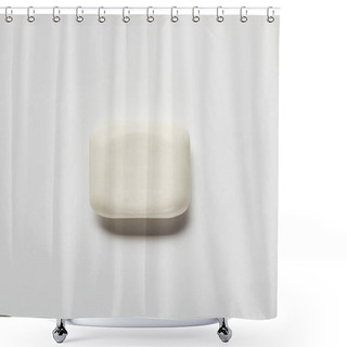 Personality  Top View Of White Soap On Grey Background With Copy Space  Shower Curtains