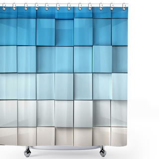 Personality  Cubes Background In Blue Toned Shower Curtains