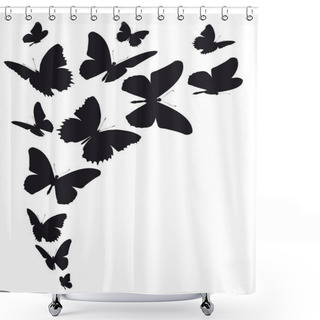 Personality  Vector Illustration Of Black Butterflies Isolated On White Background Shower Curtains