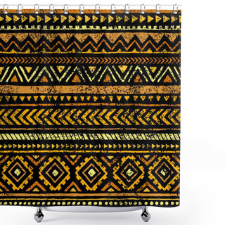 Personality  Golden Seamless Print. Ethnic And Tribal Motifs. Yellow Geometri Shower Curtains