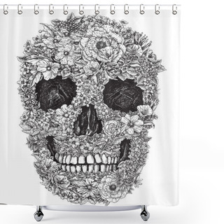 Personality  Flower Skull Shower Curtains