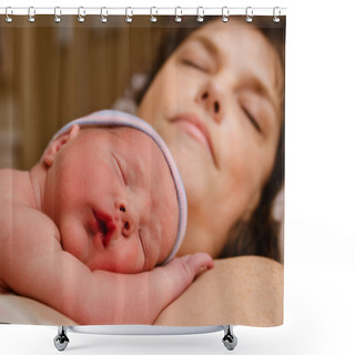 Personality  Mother And Infant Child Resting After Delivery At Hospital Shower Curtains