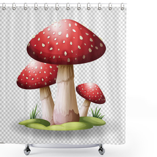 Personality  Red Mushrooms On Transparent Background Shower Curtains