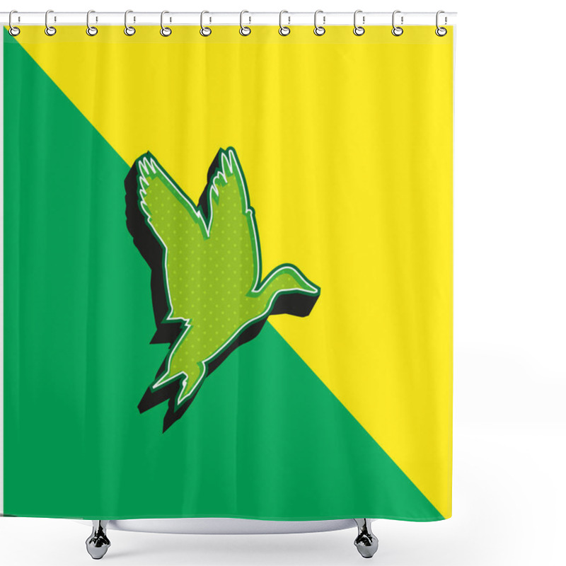 Personality  Bird Waterfowl Shape Green And Yellow Modern 3d Vector Icon Logo Shower Curtains