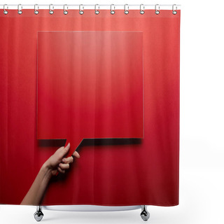 Personality  Top View Of Empty Speech Bubble In Red Color On Red Background Shower Curtains
