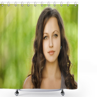 Personality  Portrait Young Beautiful Woman Shower Curtains