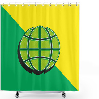 Personality  Black Earth Circle With Thin Grid Green And Yellow Modern 3d Vector Icon Logo Shower Curtains