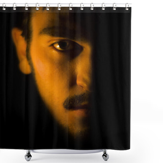 Personality  Half Of The Face Is Closed By The Shadow Shower Curtains