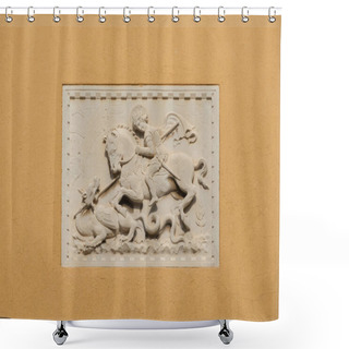 Personality  Saint George Fights And Kill The Evil Dragon Old Relief On A Venice Wall Shower Curtains
