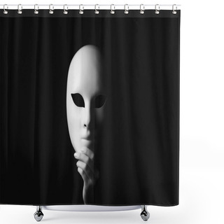 Personality  Mask In Hand.halloween Shower Curtains