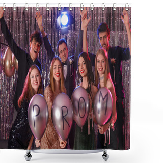 Personality  Young People With Balloons On Prom Night Shower Curtains