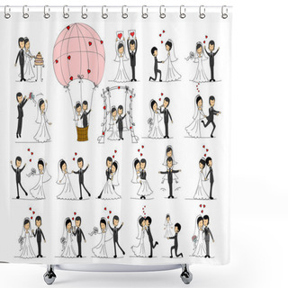 Personality  Wedding Icons Set Shower Curtains