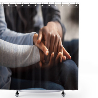 Personality  Close Up Black Male And Female Holds Hands Shower Curtains