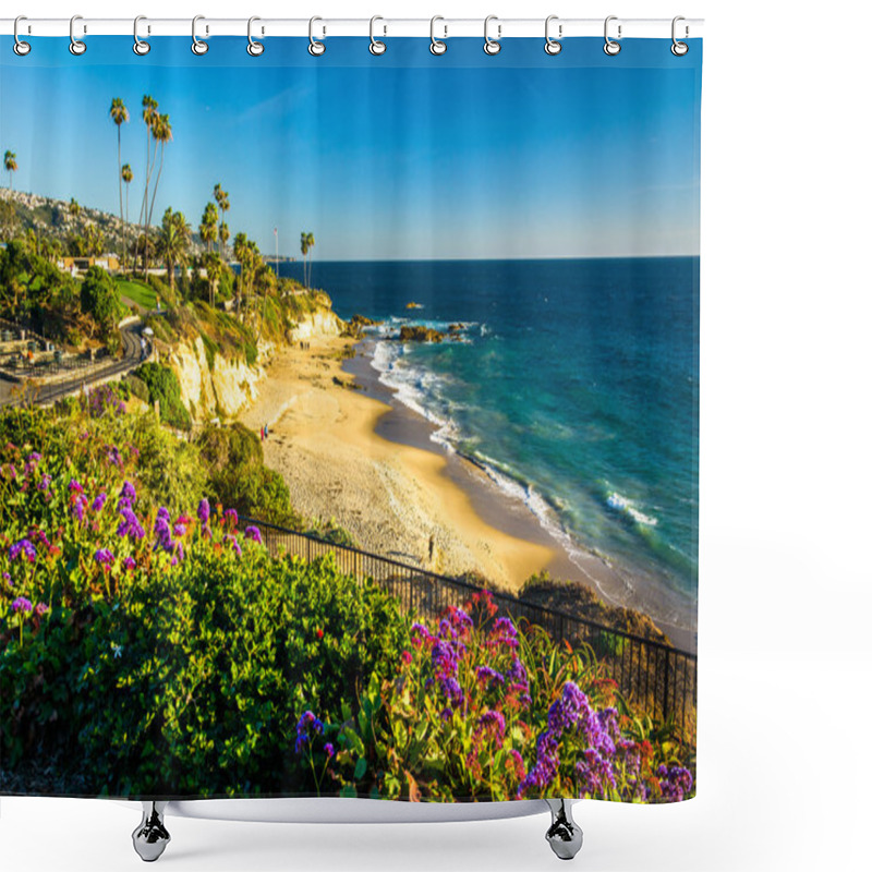 Personality  Flowers And View Of The Pacific Ocean At Heisler Park, In Laguna Shower Curtains