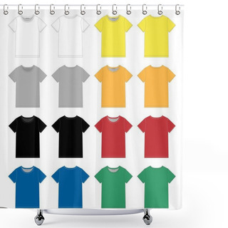 Personality  Set Of Unisex Black T-shirt Design Template. Front And Back Shower Curtains