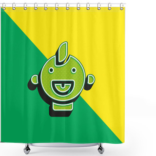 Personality  Baby Green And Yellow Modern 3d Vector Icon Logo Shower Curtains