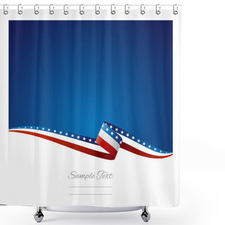 Personality  American Flag Ribbon Abstract Color Background Vector Shower Curtains