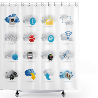 Personality  Cloud Network Icon Set Shower Curtains