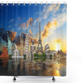 Personality  Travel The World Monuments Concept Shower Curtains