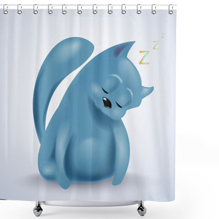 Personality  Illustration Of Sleeping Cute Cat. Shower Curtains