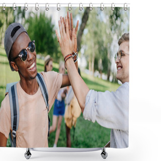 Personality  Boys Giving High Five Shower Curtains