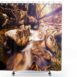 Personality  Vintage Photo Of River In Forest Shower Curtains