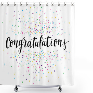 Personality  Congratulations Calligraphy Greeting Card Shower Curtains