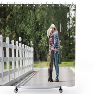 Personality  Cowboy Style Couple Kissing In Park Shower Curtains