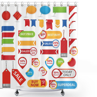 Personality  Stickers, Labels And Ribbons Set Shower Curtains