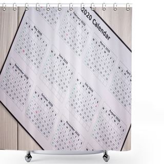 Personality  Top View Of 2020 Calendar On Wooden Background Shower Curtains