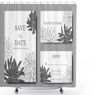 Personality  Vector Chrysanthemum Floral Botanical Flower. Black And White Engraved Ink Art. Wedding Background Card. Shower Curtains