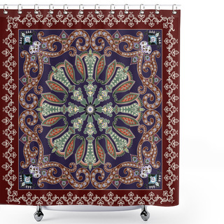 Personality  Bandanna With A Circular Ornament Is Decorated With Brown Swirls Shower Curtains