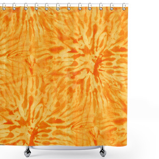Personality  Seamless Tie-dye Pattern Of Indigo Orange  On White Silk. Hand Painting Fabrics - Nodular Batik. Shibori Dyeing.  Shower Curtains
