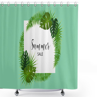 Personality  Tropical Backgroung Palm Leaf Shower Curtains