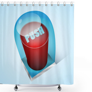 Personality  Vector Push Red Button Under Glass Shower Curtains