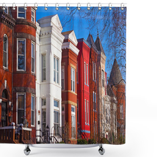 Personality  Row Houses Of Mount Vernon Square In Washington DC. Shower Curtains
