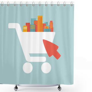 Personality  Illustration Of Shopping In The Big City Shower Curtains