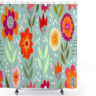 Personality  Autumn Glory. Seamless Vector Pattern With Chrysanthemums And Asters. Shower Curtains