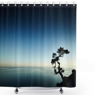 Personality  Tree And Sea At Sunset. Crimea Landscape Shower Curtains