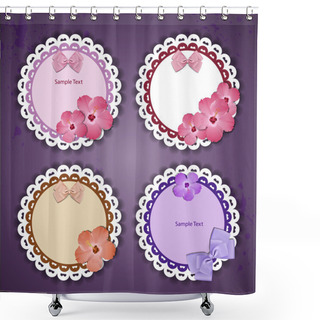 Personality  Set Of Vector Floral Frames With Lace Shower Curtains