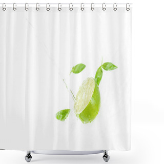 Personality  Half Of Lime With Green Leaves Shower Curtains