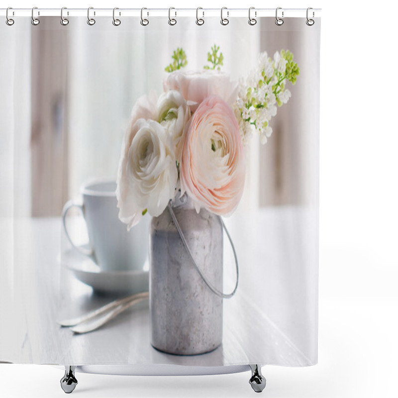 Personality  Flowers And Cup Shower Curtains